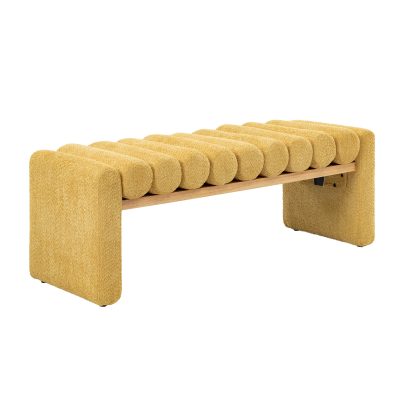 Alexia Yellow Solid Wood H-Shape Bench Removable Bolsters