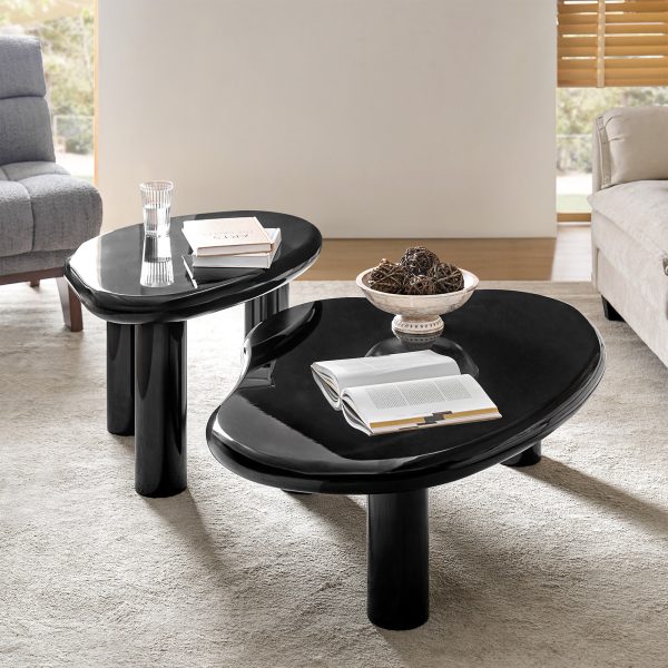 Alexis Black Cloud Lacquer Modern Nesting Coffee Table 1