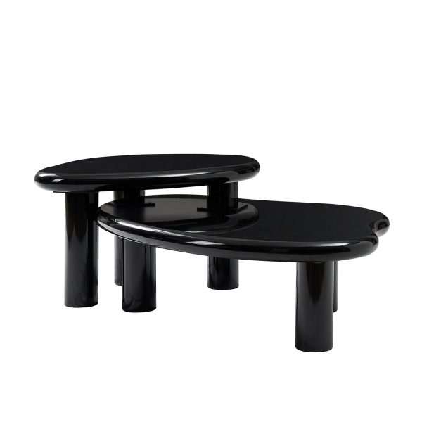 Alexis Black Cloud Lacquer Modern Nesting Coffee Table