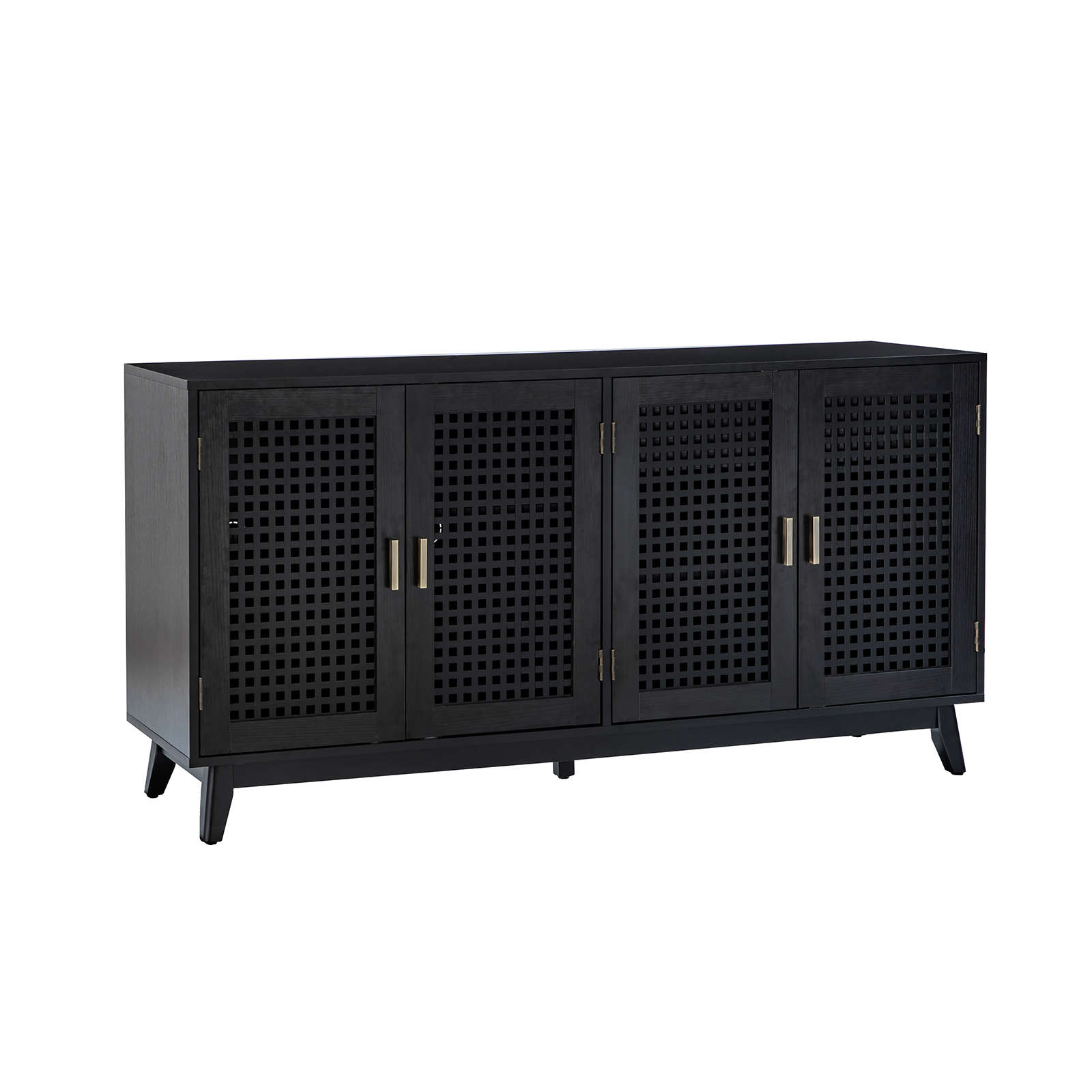 Alexis Black Geometric Latticework Door Sideboard with Wine Rack 2 Alexis Black Geometric Latticework Door Sideboard with Wine Rack - Image 2