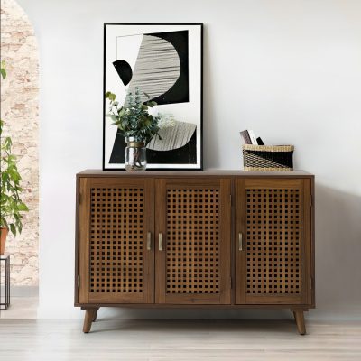 Alexis Espresso Beech Wood Lattice Door Sideboard