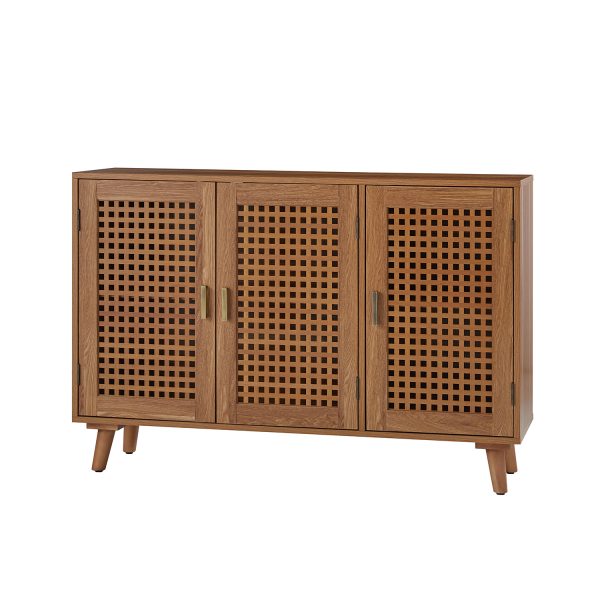 Alexis Walnut Geometric Door Modern Sideboard 1