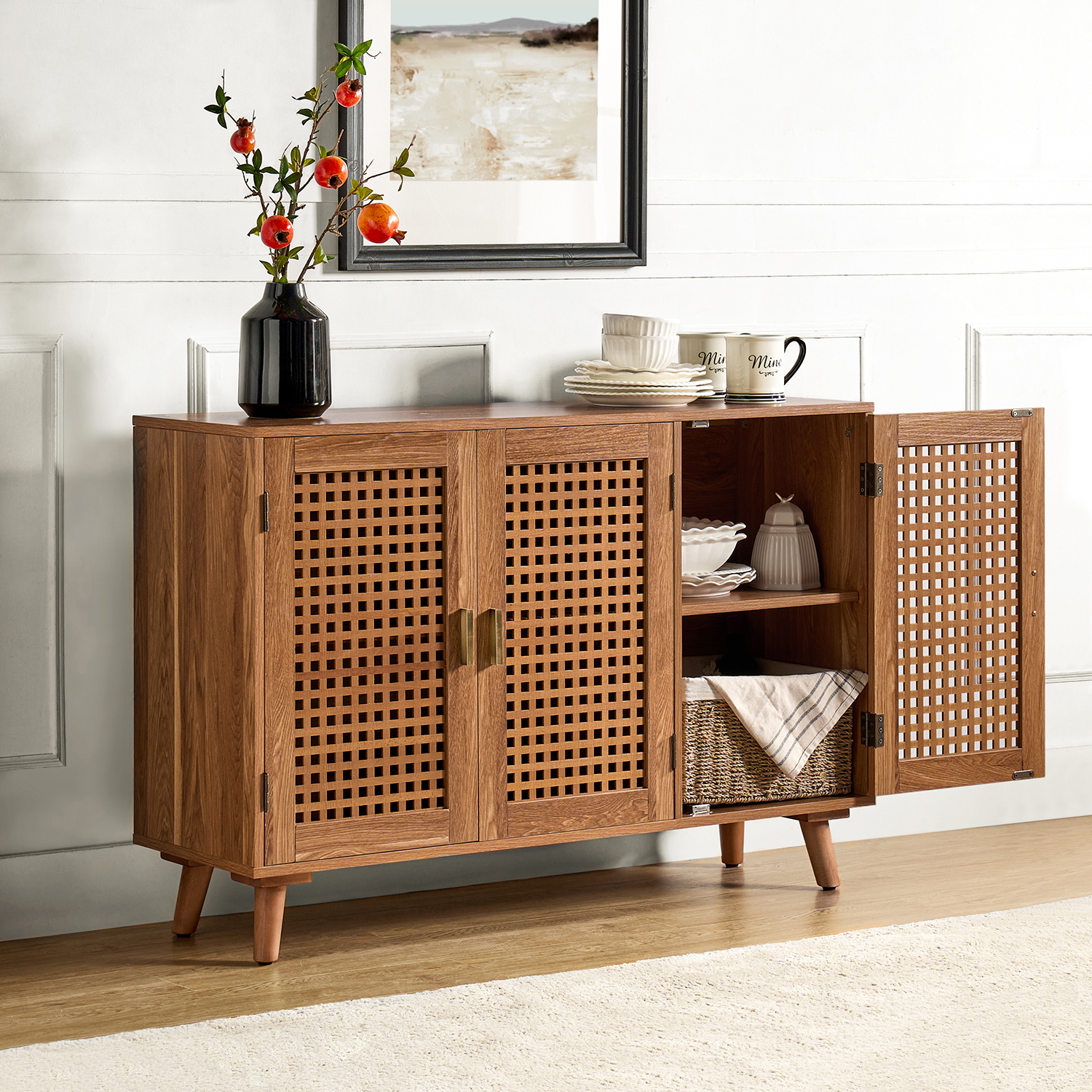 Alexis Walnut Geometric Door Modern Sideboard 3 Alexis Walnut Geometric Door Modern Sideboard - Image 3