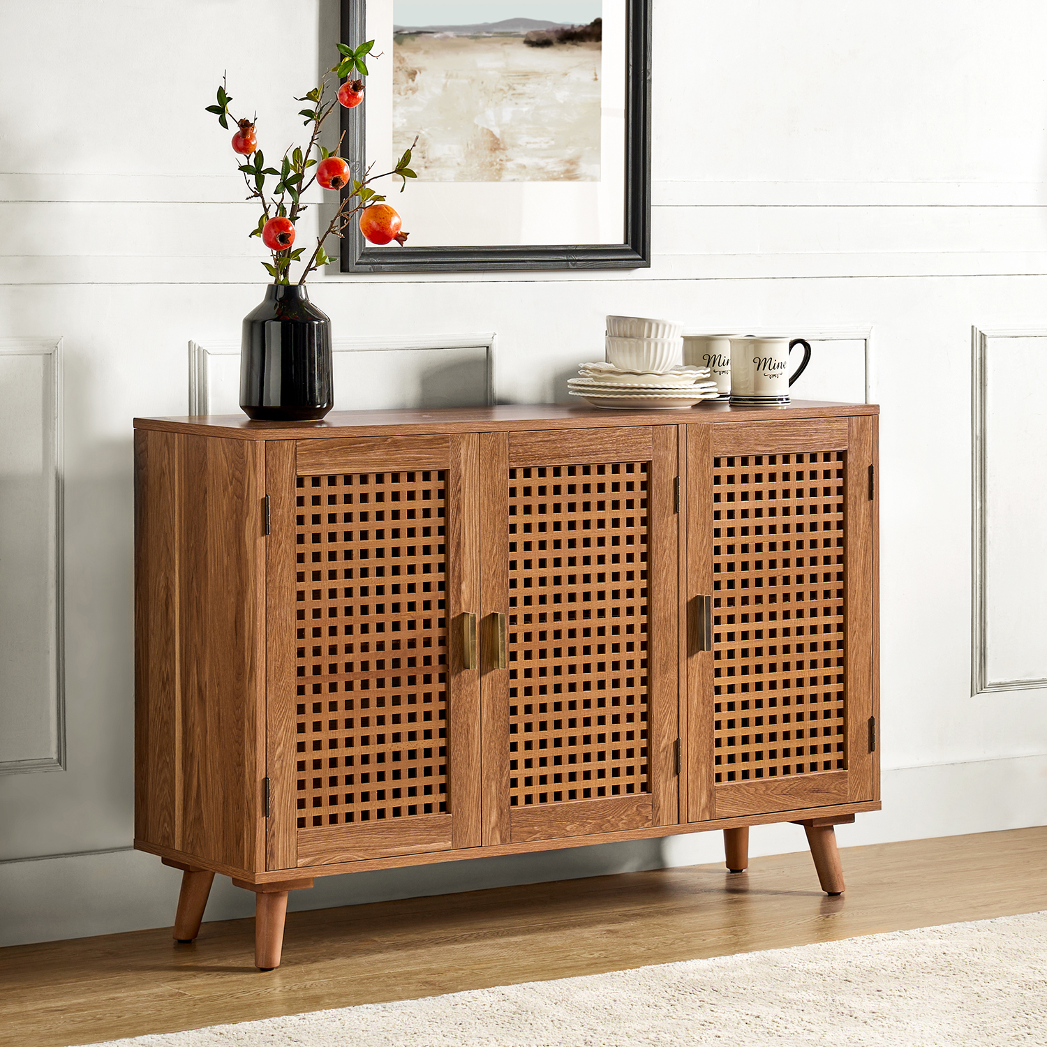 Alexis Walnut Geometric Door Modern Sideboard 1 Alexis Walnut Geometric Door Modern Sideboard