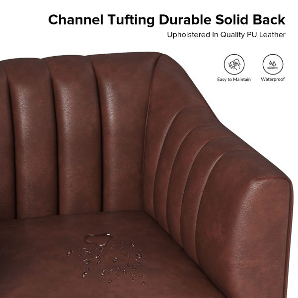 Alfons Brown Faux Leather Industrial Accent Chair 2
