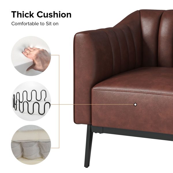 Alfons Brown Faux Leather Industrial Accent Chair 3