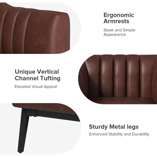 Alfons Brown Faux Leather Industrial Accent Chair 4