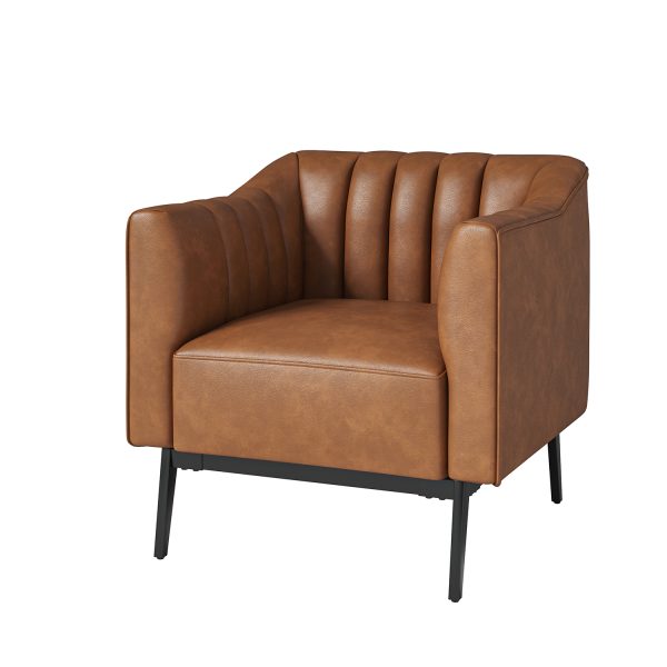 Alfons Faux Leather Industrial Accent Chair 1