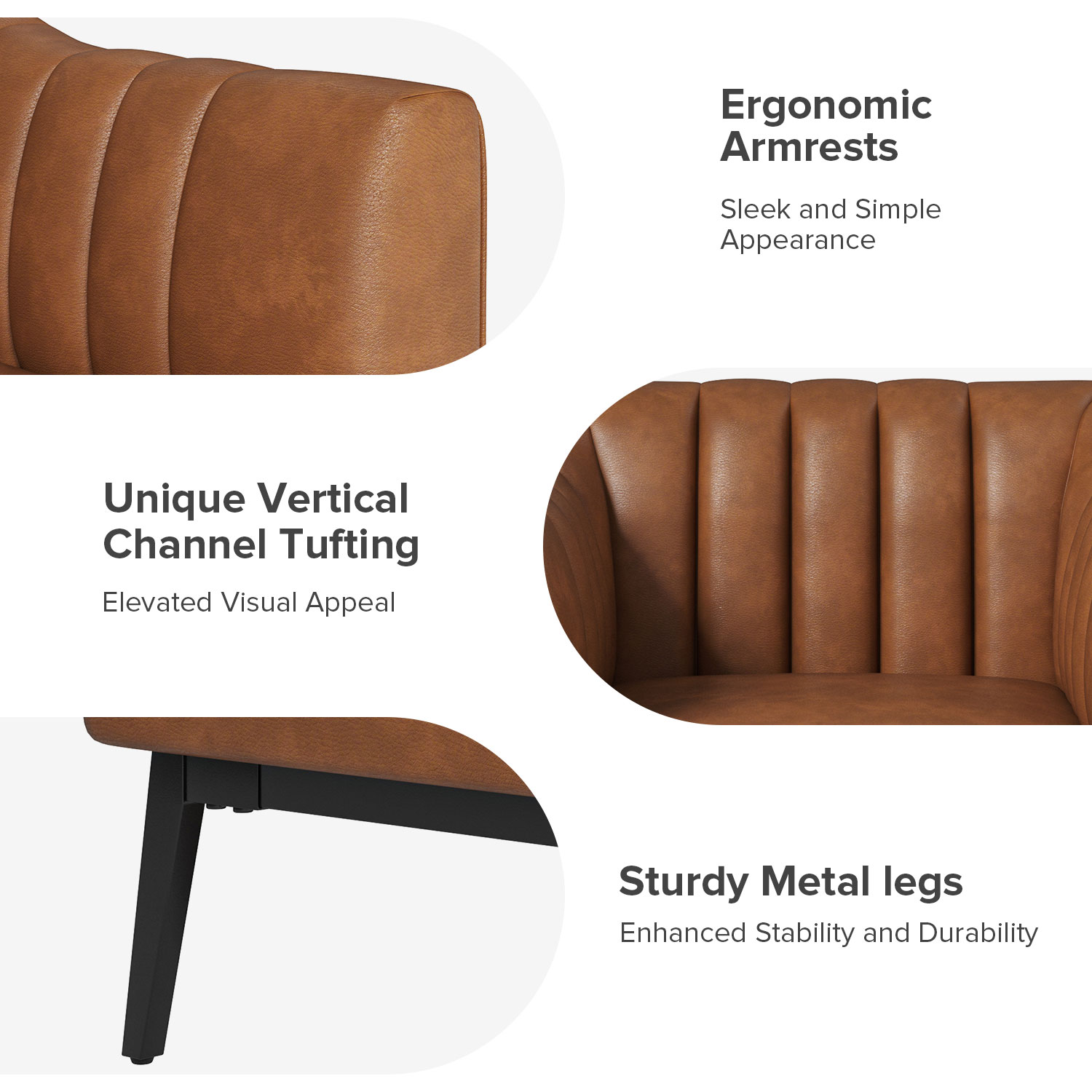 Alfons Faux Leather Industrial Accent Chair 5 Alfons Faux Leather Industrial Accent Chair - Image 5