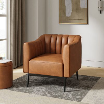 Alfons Faux Leather Industrial Accent Chair