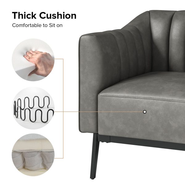 Alfons Faux Leather Industrial Accent Chair with Metal Legs 3