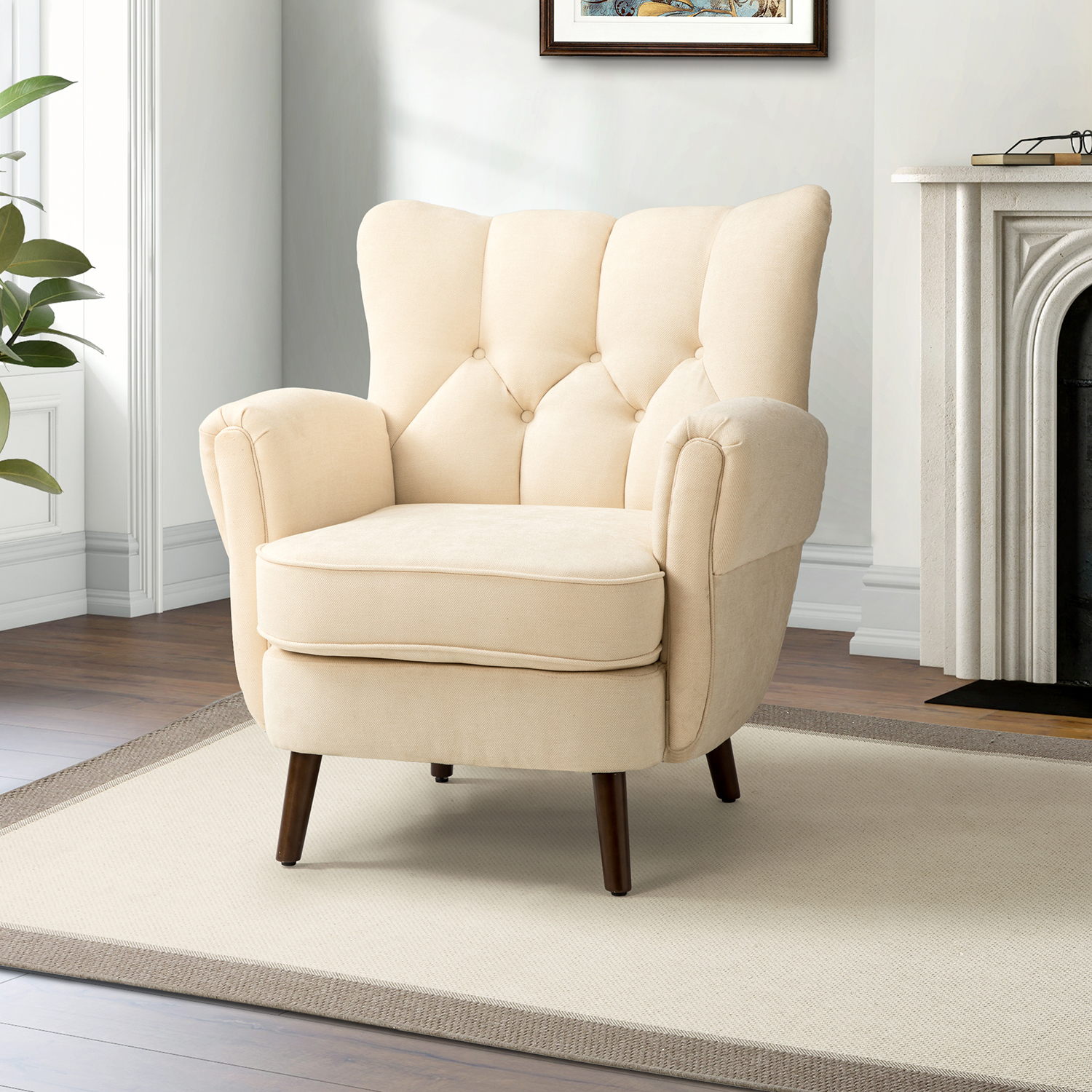 Alfons Ivory Linen Mid-Century Modern Club Chair 1 Alfons Ivory Linen Mid-Century Modern Club Chair