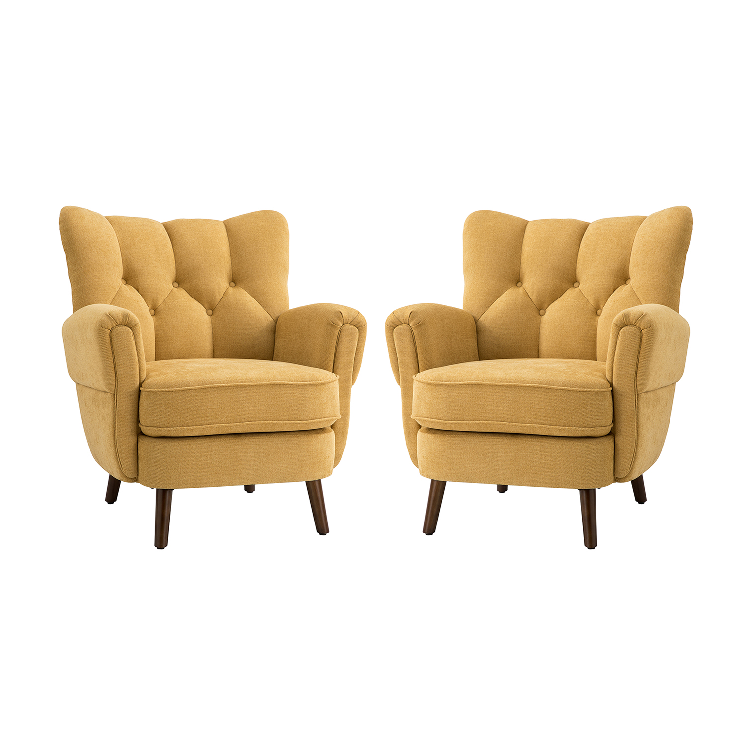 Alfons Mustard Linen Mid-Century Modern Club Chair 2 Alfons Mustard Linen Mid-Century Modern Club Chair - Image 2