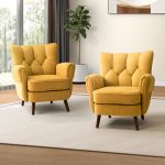 Alfons Mustard Linen Mid-Century Modern Club Chair 6 Alfons Mustard Linen Mid-Century Modern Club Chair
