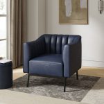 Alfons Navy Faux Leather Industrial Accent Chair with Metal Legs 6 Alfons Navy Faux Leather Industrial Accent Chair with Metal Legs