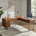 Alfons Walnut L-Shape Sit Stand Industrial Desk Rattan Drawer 7 Alfons Walnut L-Shape Sit Stand Industrial Desk Rattan Drawer