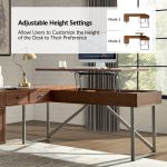 Alfons Walnut L-Shape Sit Stand Industrial Desk Rattan Drawer 8 Alfons Walnut L-Shape Sit Stand Industrial Desk Rattan Drawer