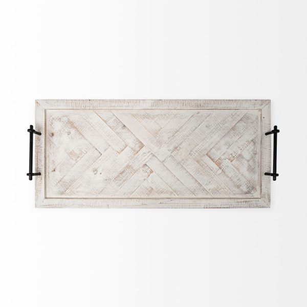 Alfred 35L x 16W Natural Wooden Herringbone Rectangular Tray 5