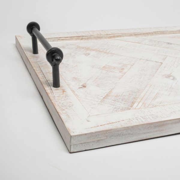 Alfred 35L x 16W Natural Wooden Herringbone Rectangular Tray 6