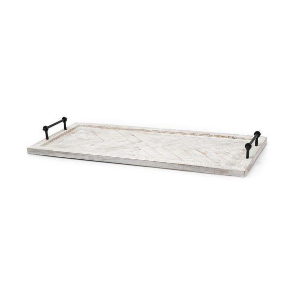 Alfred 35L x 16W Natural Wooden Herringbone Rectangular Tray