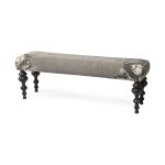 Alhambra 55L x 14W Upholstered Gray Seat W/Black Wood Legs Accent Bench