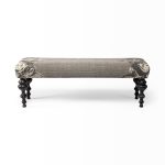 Alhambra 55L x 14W Upholstered Gray Seat W/Black Wood Legs Accent Bench