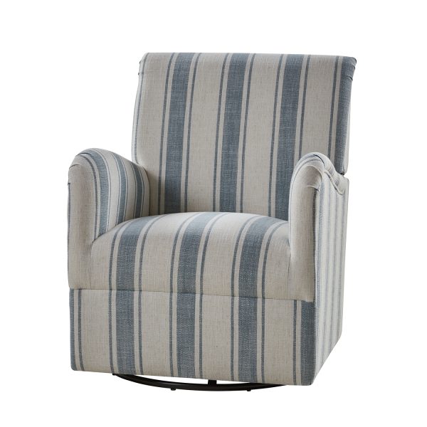 Alice Blue Jacobean Farmhouse Glam Swivel Chair 1