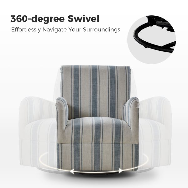 Alice Blue Jacobean Farmhouse Glam Swivel Chair 3