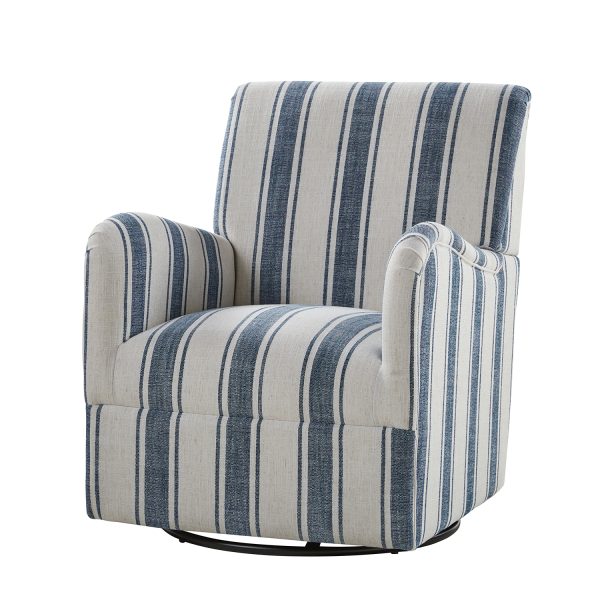 Alice Navy Jacobean Swivel Accent Chair 1