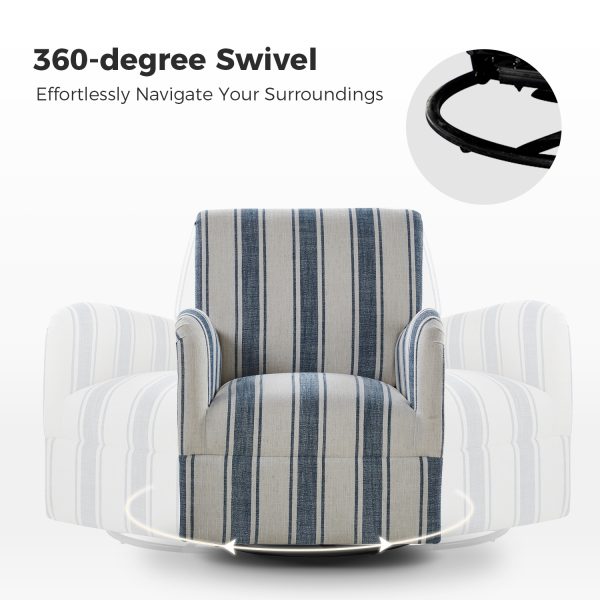 Alice Navy Jacobean Swivel Accent Chair 3
