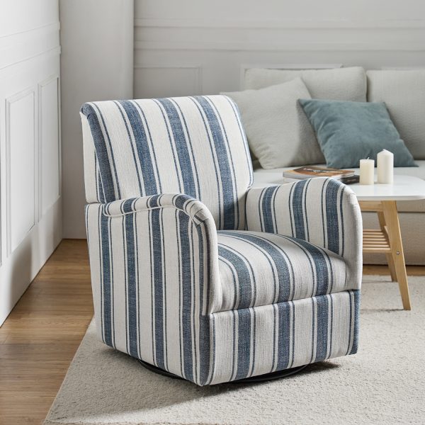Alice Navy Jacobean Swivel Accent Chair