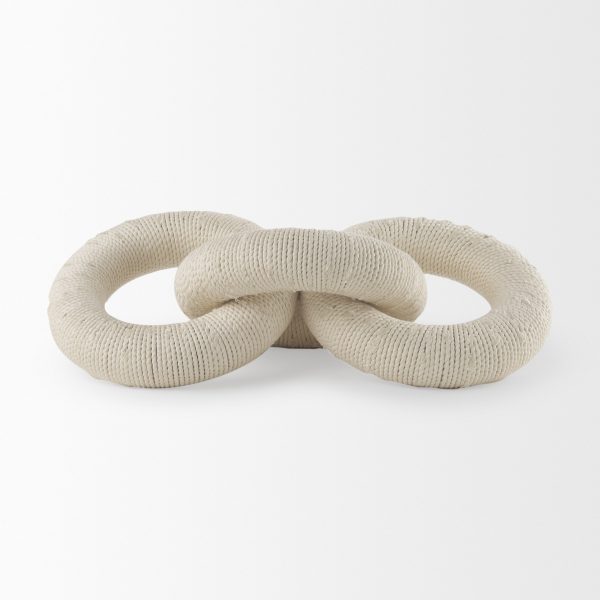 Alize Cotton Rope Wrapped Solid Wood Circular Chain Link Decorative Object 1