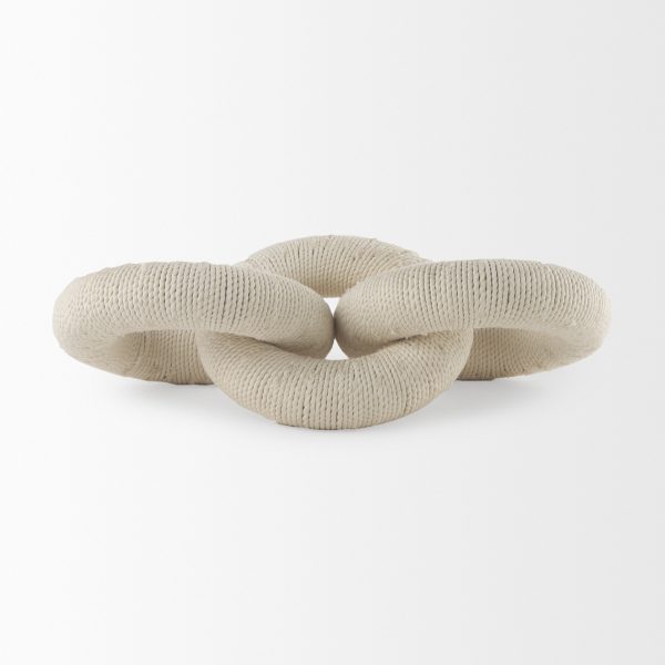 Alize Cotton Rope Wrapped Solid Wood Circular Chain Link Decorative Object 3