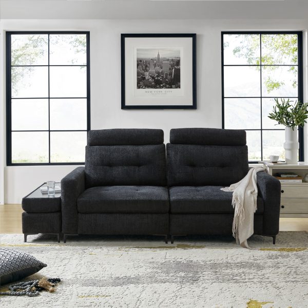 Allen Black Button Tufted Modular Sectional Sofa with Storage 1