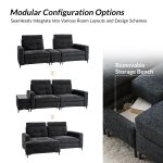 Allen Black Button-Tufted Modular Sectional Sofa with Storage 8 Allen Black Button-Tufted Modular Sectional Sofa with Storage