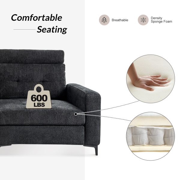 Allen Black Button Tufted Modular Sectional Sofa with Storage 3