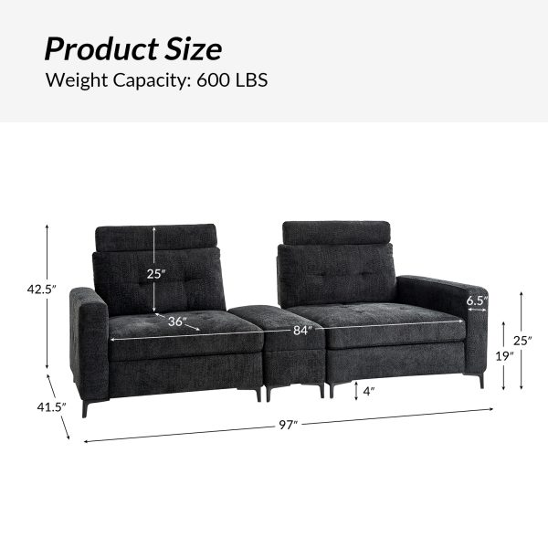Allen Black Button Tufted Modular Sectional Sofa with Storage 4