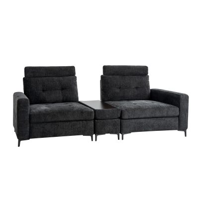 Allen Black Button-Tufted Modular Sectional Sofa with Storage