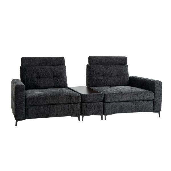 Allen Black Button Tufted Modular Sectional Sofa with Storage