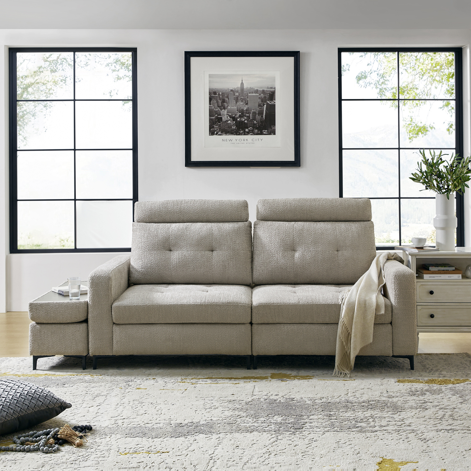 Allen Grey Button-Tufted Modular Sectional Sofa with Storage 2 Allen Grey Button-Tufted Modular Sectional Sofa with Storage - Image 2