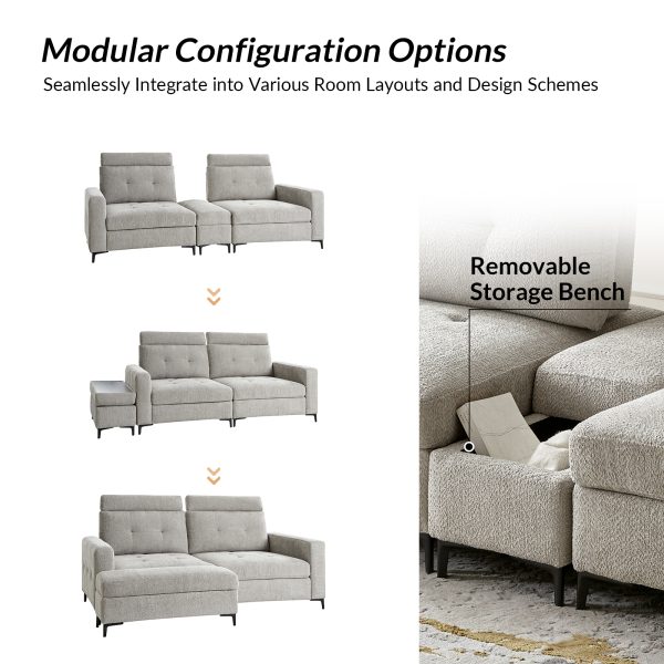 Allen Grey Button Tufted Modular Sectional Sofa with Storage 2
