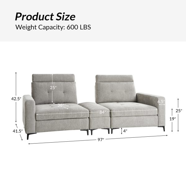 Allen Grey Button Tufted Modular Sectional Sofa with Storage 4
