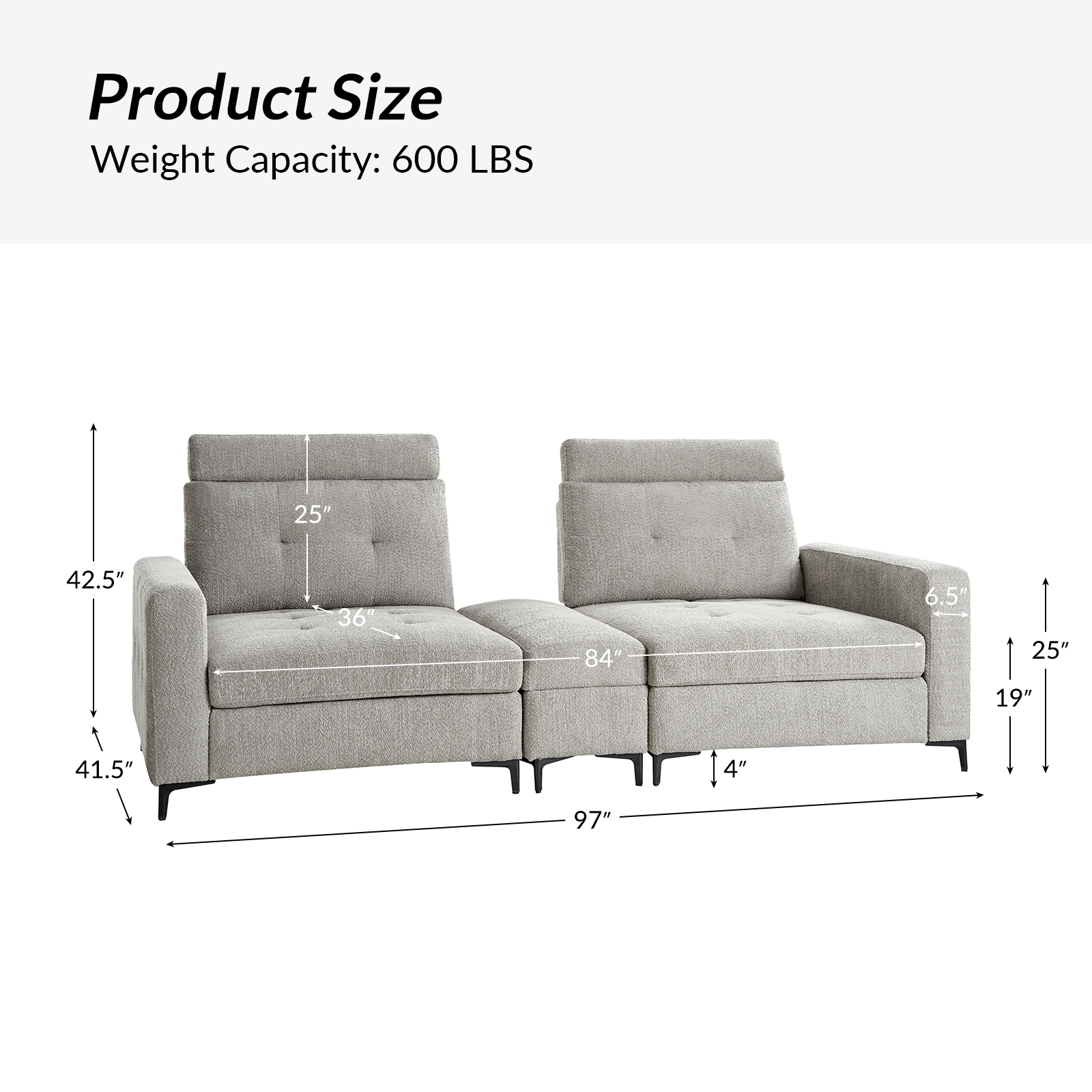 Allen Grey Button-Tufted Modular Sectional Sofa with Storage 5 Allen Grey Button-Tufted Modular Sectional Sofa with Storage - Image 5