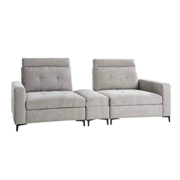 Allen Grey Button Tufted Modular Sectional Sofa with Storage