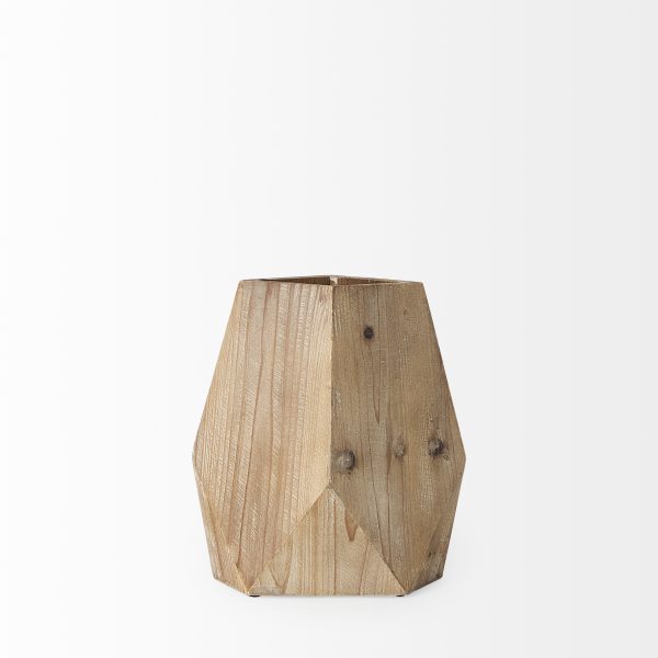 Allen III Tall Natural Wooden Base Oval Vase 2