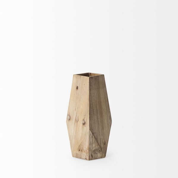 Allen III Tall Natural Wooden Base Oval Vase 3