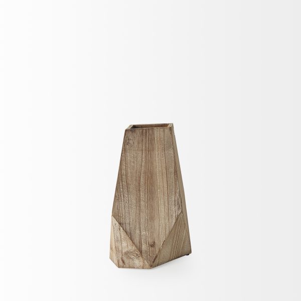 Allen III Tall Natural Wooden Base Oval Vase 4