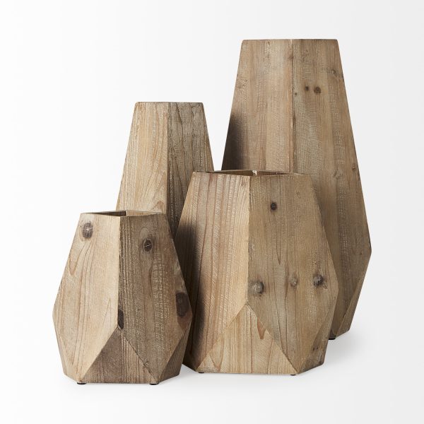 Allen III Tall Natural Wooden Base Oval Vase 6