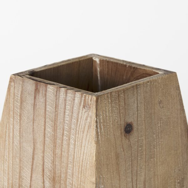 Allen III Tall Natural Wooden Base Oval Vase 7