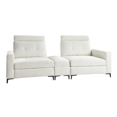 Allen Ivory Button-Tufted Modular Sectional Sofa with Storage
